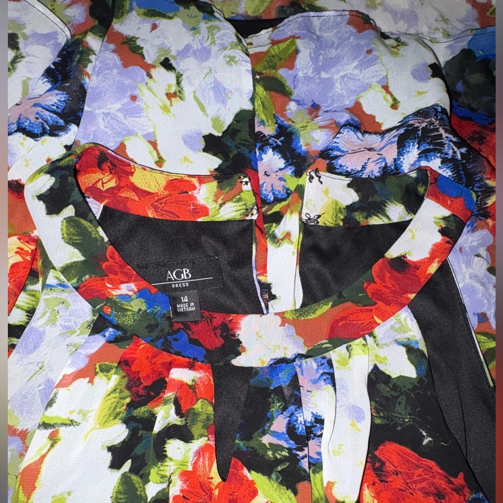 AGB Red and Yellow Sheath Maxi Dress Sleeveless Scoop Neck Cocktail